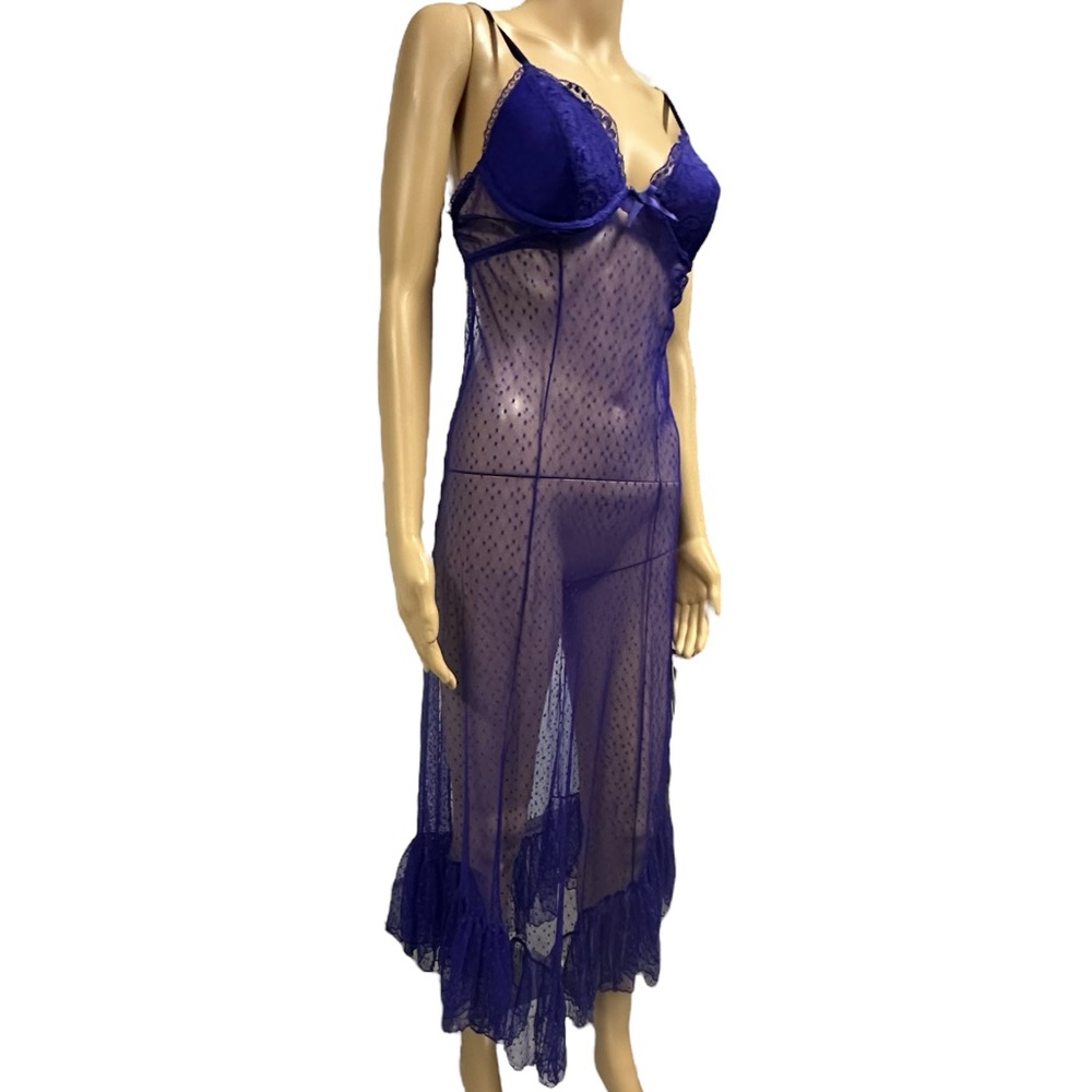 Vintage Purple Sheer Lace Chemise Slip